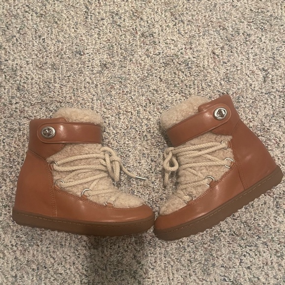 ❤️Final Price❤️Coach Monroe Shearling Saddle Leather Bootie - Picture 8 of 12